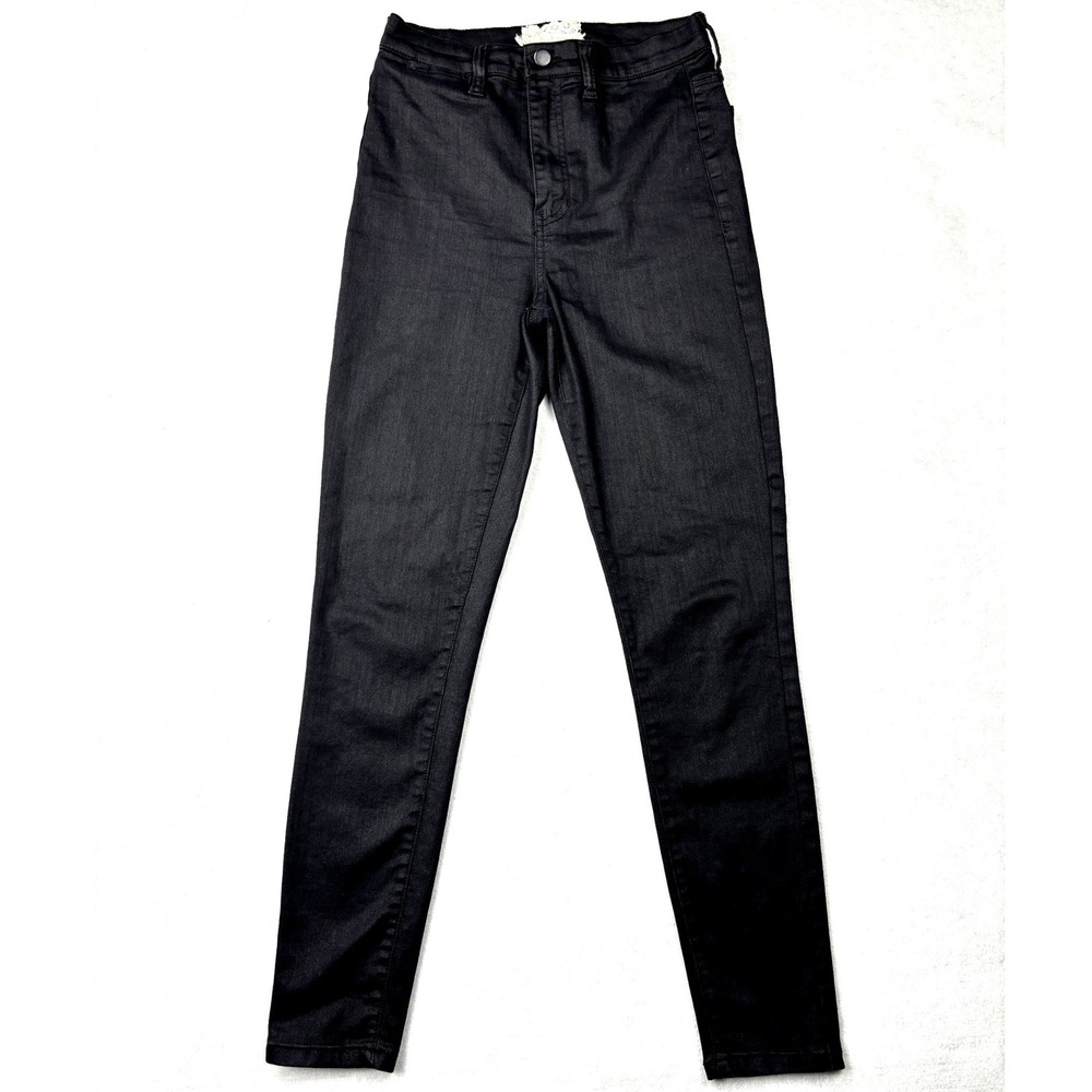 Altar'd State Coated Black Jeans Womens 27 / 5 High Rise Waxed Skinny Pants